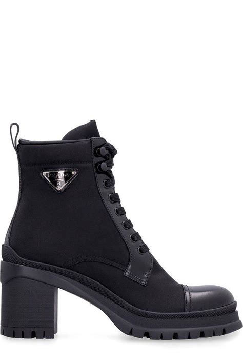 prada logo-plaque lace-up boots|prada high heel boots.